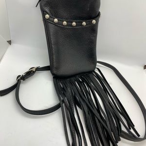 Leather belt bag with tassels